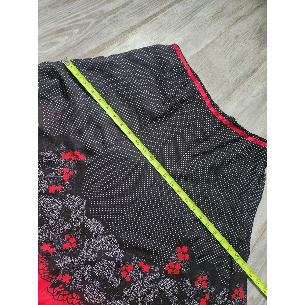 Cato Polka Dot A Line Skirt Black Red Floral Border Midi Womens Sz 12 EUC - Picture 6 of 10
